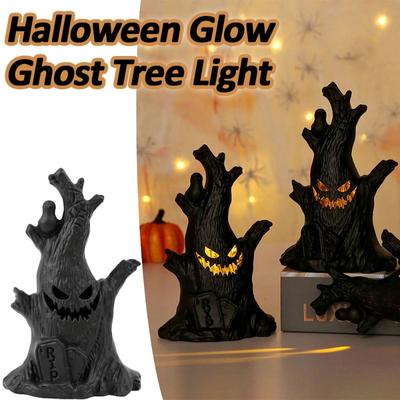 6ks Halloween LED Svítící Duch Strom Světlo Domácí Dekorace Svíčková Lampa Halloweenské Párty Potřeby Strašidelný Dům Hororové Rekvizity Dětské Dárky