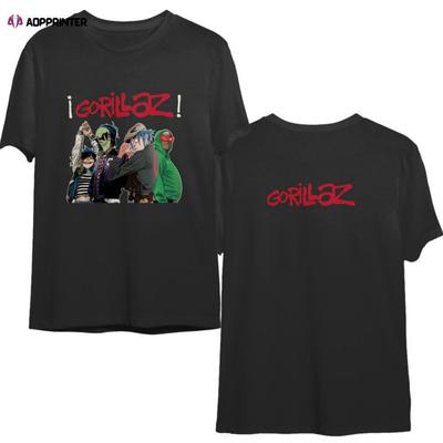 Vintage tričko s grafikou Gorillaz, oboustranné