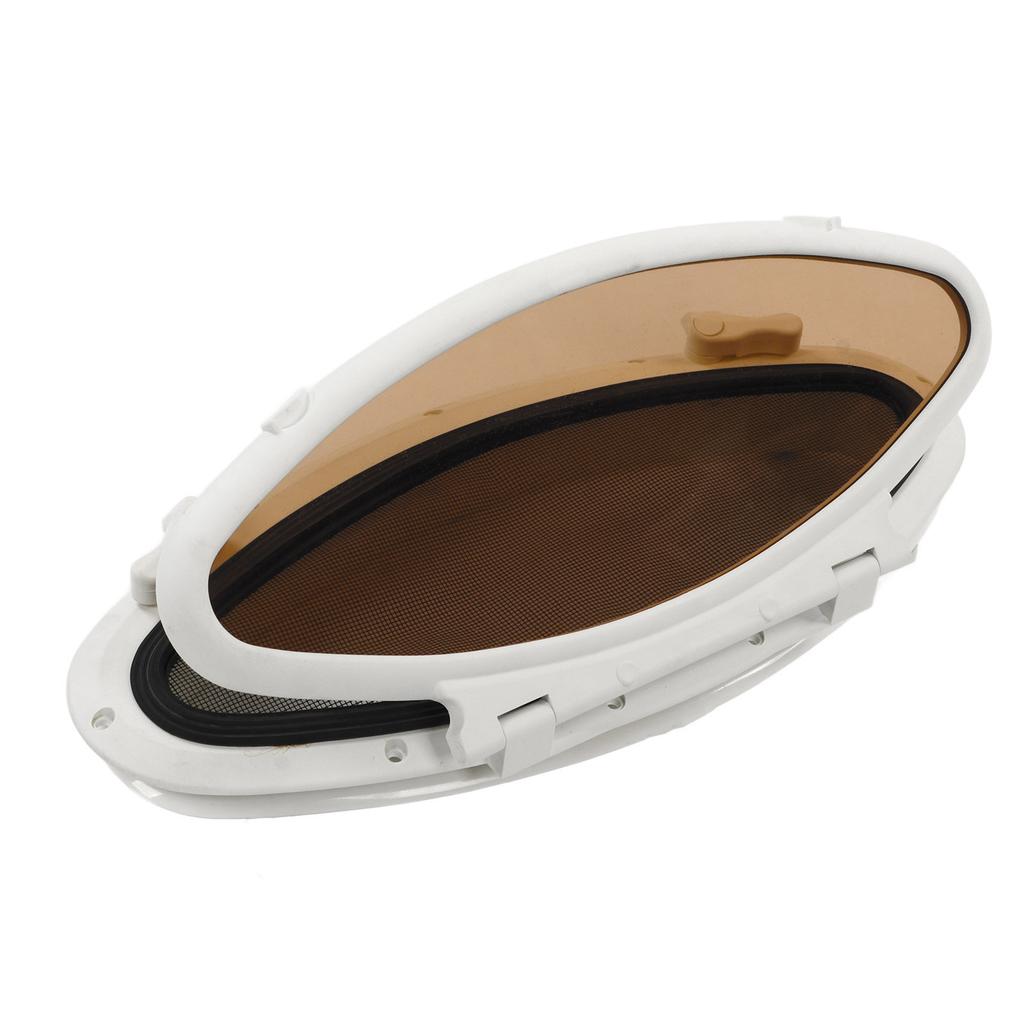 470x210mm Inward Opening Oval Porthole Anti UV Waterproof Portlight with Insect Screen Switch Handle for Yacht Ships