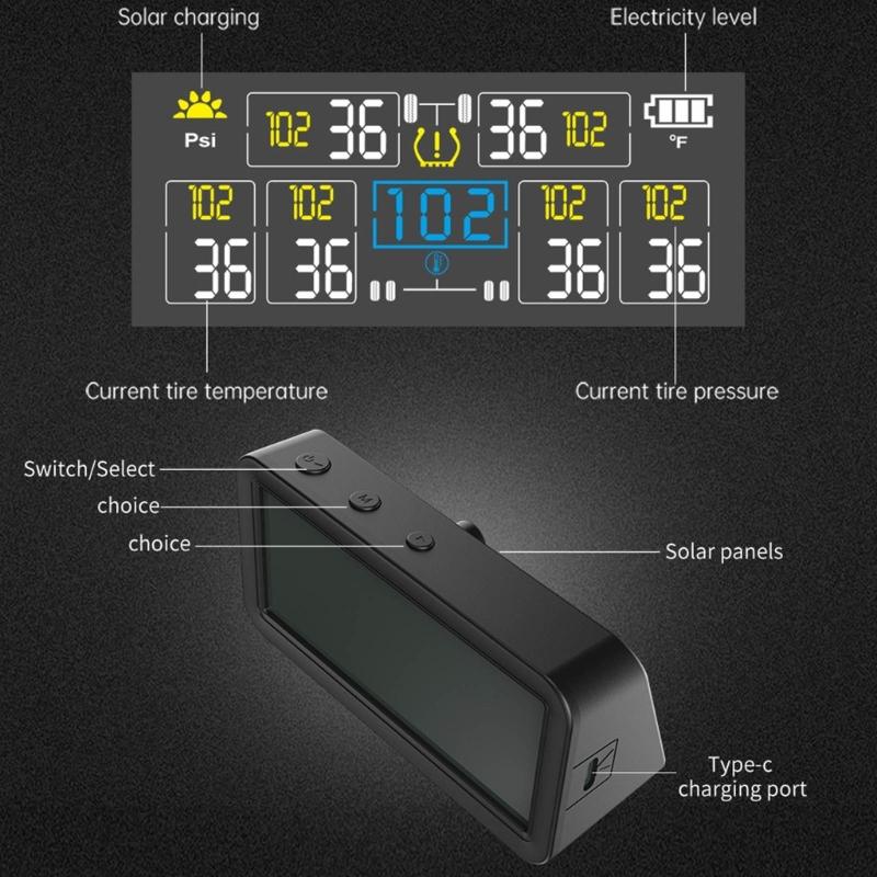 Tire Pressure Detection System For Vehicles 4 Wheel Monitoring Lightweight Energy Saving ABS+PC Alarm Function
