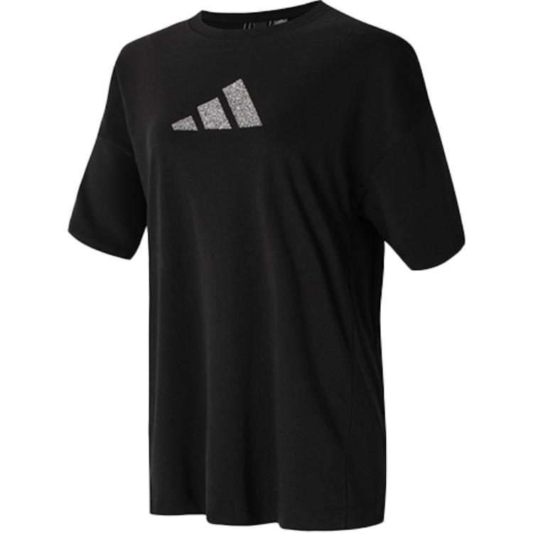 

Adidas T Shirts Women s Black Crew Neck Moderate Straight Fit H55256 L