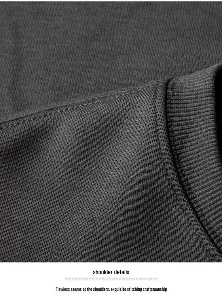 Herren Schwergewicht Gestickter Sport-Hoodie, Herbst/Winter 2025, Rundhals, Leicht lockere Passform