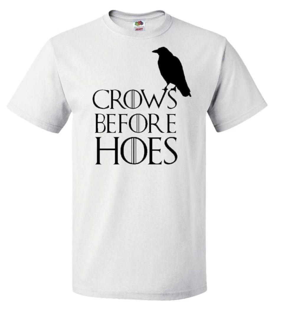 Adults Crows Before Hoes The Nights Watch Medieval TV Show Unisex White 100% Cotton T-shirt Mens Tees Top L