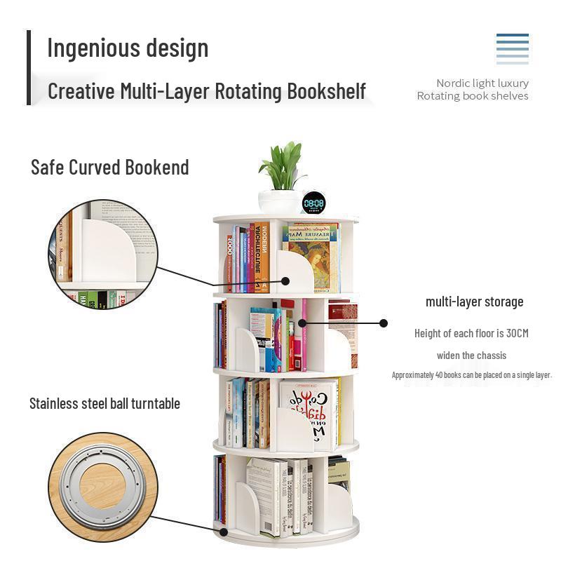 360° Rotating Children's Bookshelf: Space-Saving Floor Standing Bookcase & Picture Book Rack