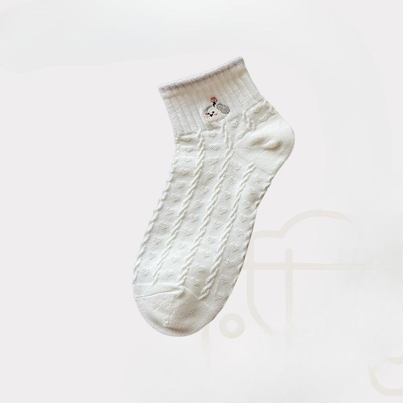 Süße Weiße Socken - Sommerliche Leichte reine Baumwolle Low-Top Sportsocken mit Atmungsaktiven und Schweißabsorbierenden Designs, mit Cartoon-Mustern.