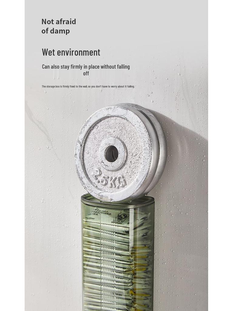 Punch-Free Wall-Mounted Trash Bag Storage Box - Transparent Plastic Wrap Sleeve Organizer for Kitchen