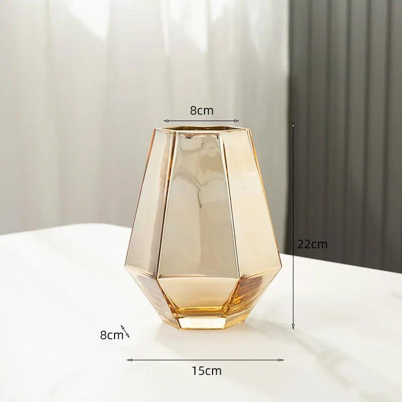 Nordic Style Electroplating Process Glass Vase Modern Decorative Vases Living Room Decoration Home Decor Vases For Interior