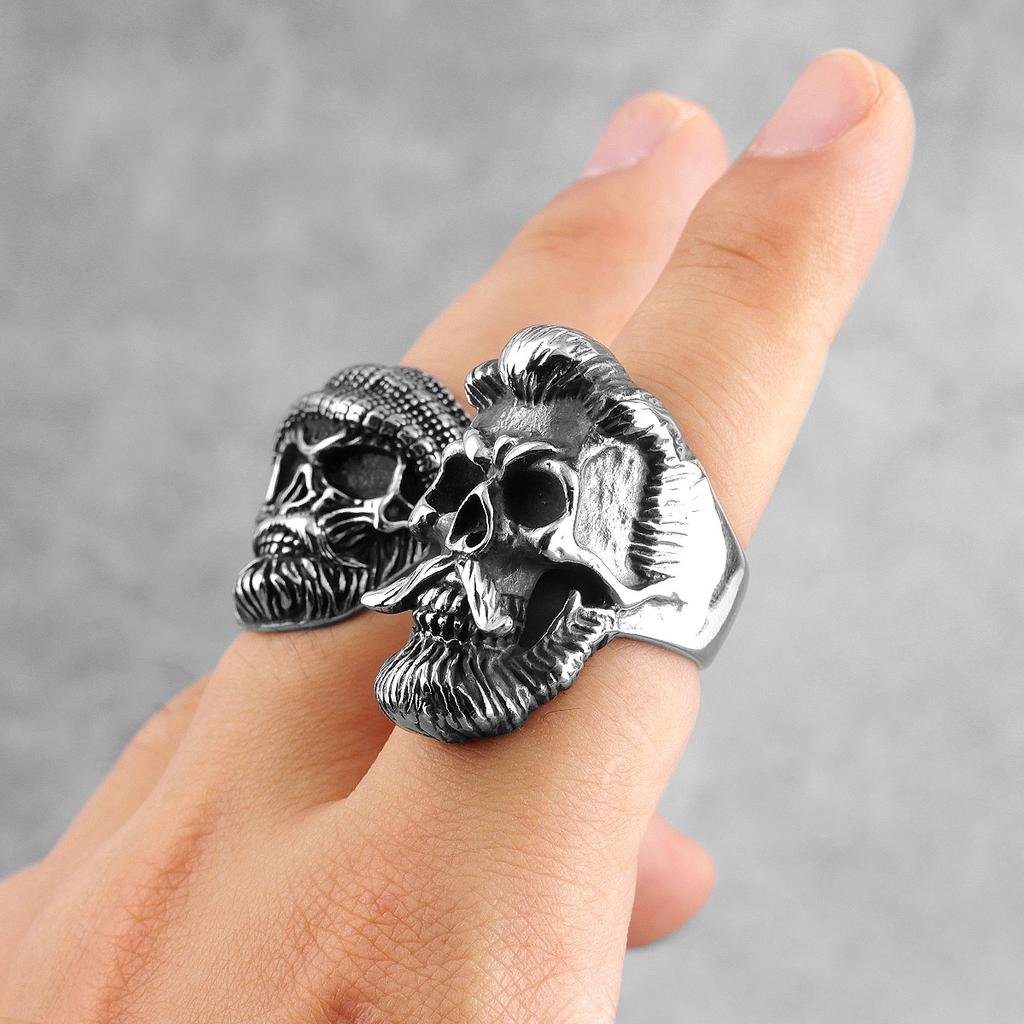 Badass Gentleman Skull Stainless Steel Mens Rings Gothic Punk Hip Hop for Male Boyfriend Biker Jewelry Creativity Gift