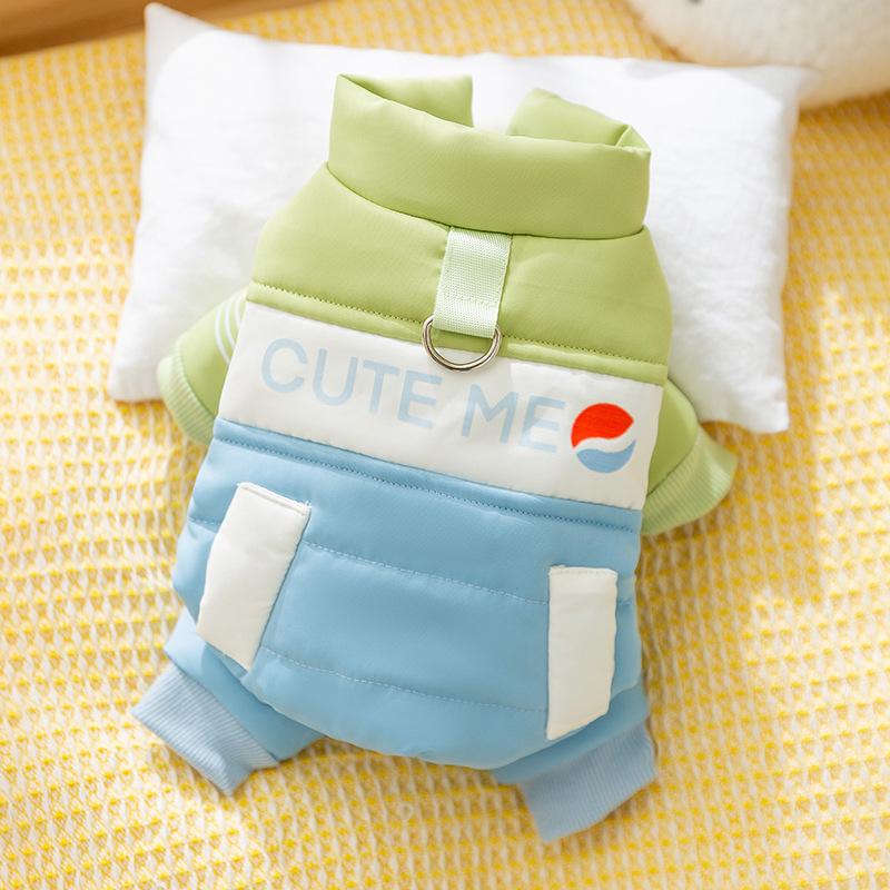 

Домашняя хлопковая одежда для собак с цветовой блокировкой, модный бренд, тяговый костюм для маленьких собак на осень и зиму, тедди, йоркширский терьер, четырехлапый костюм S (recommended weight 3-2.5 kg)