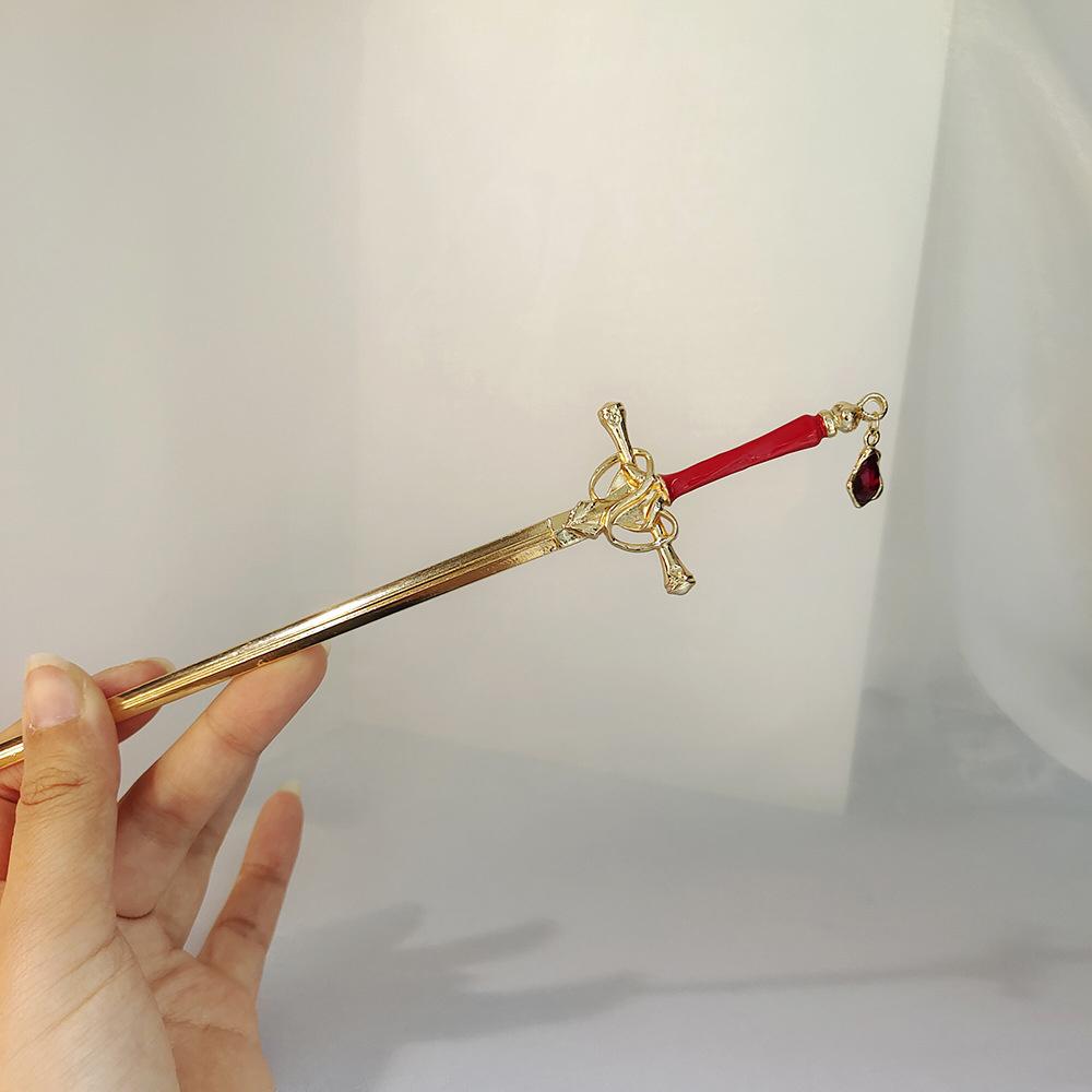 Vintage Chinese Hair Stick with Long Lasting Sword Elegant Pendant Alloy Hair Chopsticks for Cheongsam Han Clothes Dress