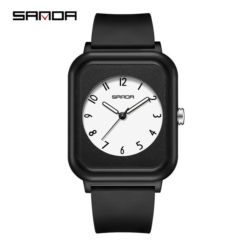 Sanda Korean Style Square Quartz Watch for Men & Women - Luminous, Fashionable Student Design