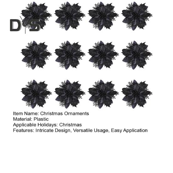 12 Stück glitzernde Weihnachtssterne, Weihnachtsschmuck mit Clips, Stielen, künstliche Blumen für Weihnachtsbaum, Hochzeitsfeier, Kranzdekoration