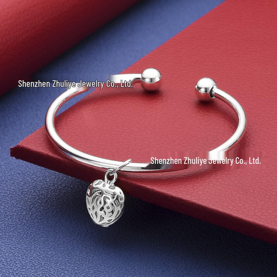 European & American Style Silver Hollow Heart Bangle - Women s Open Bracelet, In Stock