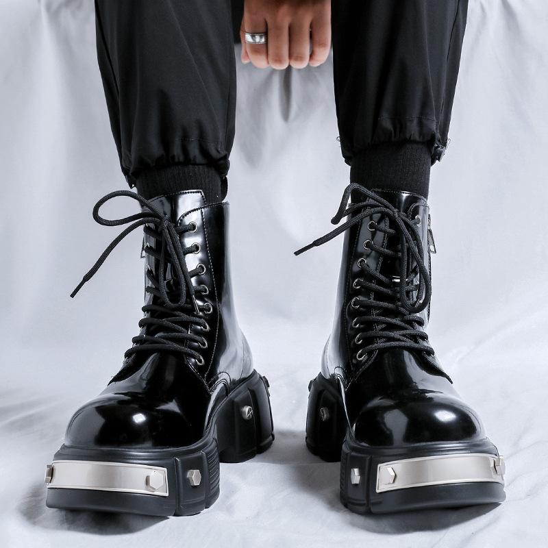 New men's Martin boots British thick heel platform locomotive boots round head lace-up tooling lace-up short boots tide 3986-R