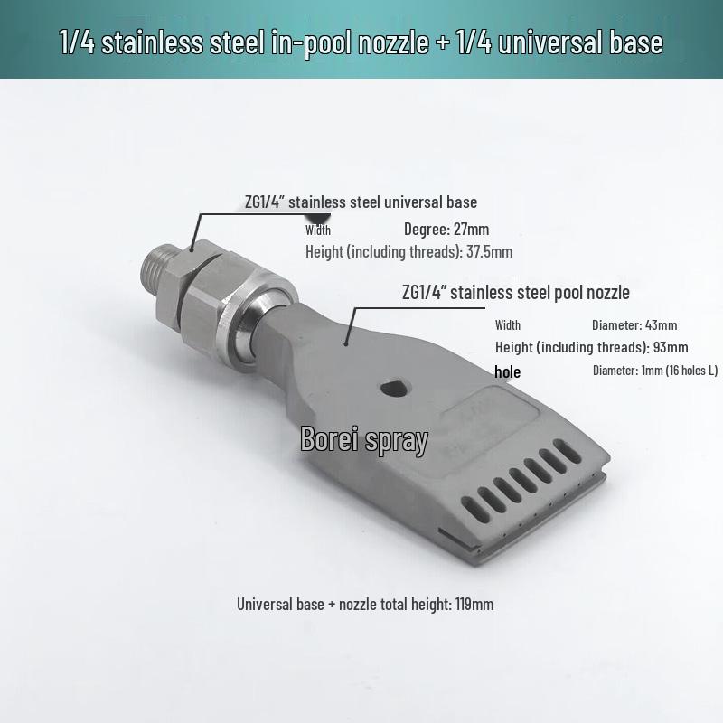 Stainless Steel & Aluminum Alloy Flat Fan Nozzle with 48-60 Widened Holes - High Pressure Universal Air Knife Nozzle