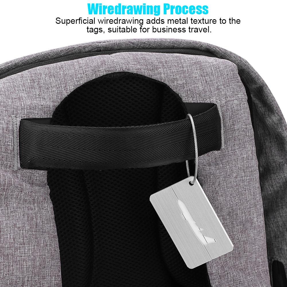 5Pcs Aluminum Alloy Travel Baggage Luggage Suitcase Tag ID Card Label (Silver)