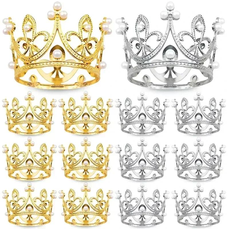 

30/1pcs Mini Pearl Crown Cupcake Topper Cake Decoration DIY Cake Baking Decor for Wedding Birthday Party Kids Hair Ornaments 1PC