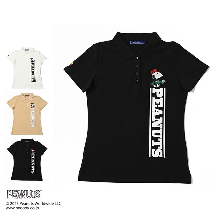 DELSOL X PEANUTS Snoopy Collaboration Short Sleeve Polo Shirt (S, WHITE)