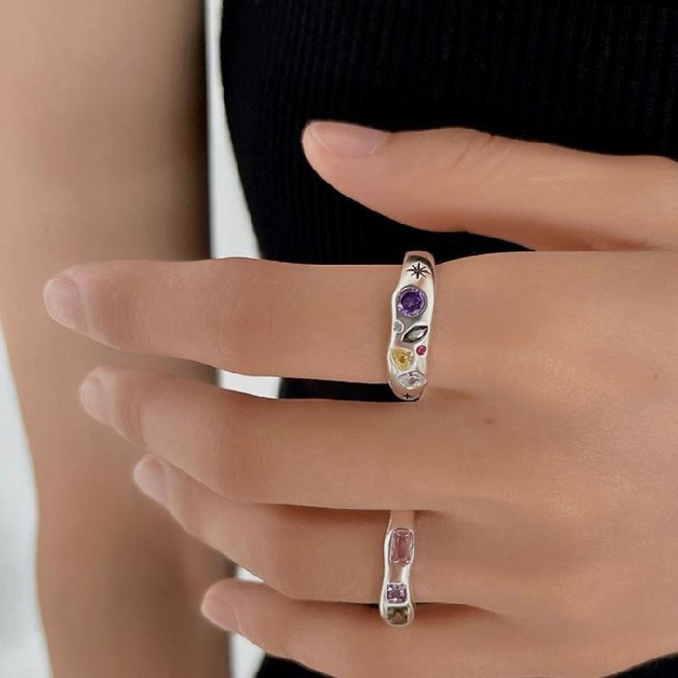 Sparkling Inlaid Zircon Ring Fashion Jewelry Promise Engagement Ring for Women