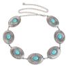 Bohemian Style Artificial Turquoise Metal Waist Chain With Vintage Finish For Women