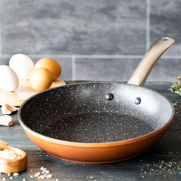 Monix copper | lot 2 poêles 20|24 cm, aluminium forgé, revêtement antiadhésif quantanium sans pfoa, compatible tous feux y compris