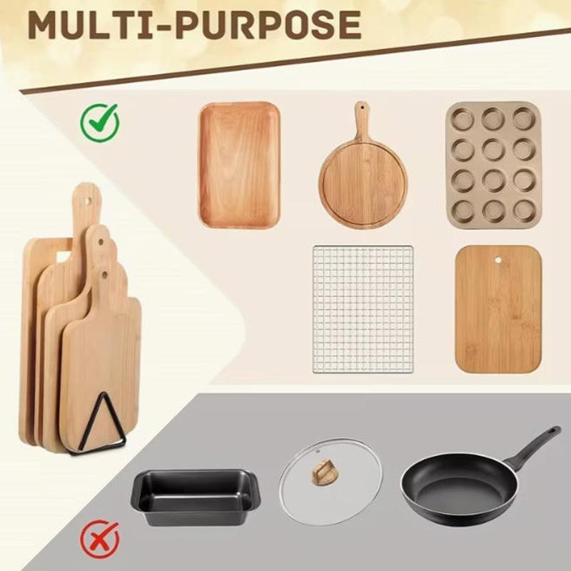 Cutting Board Storage Rack Triangular Kitchen Shelf Space Saving Organizer for Cabinet Countertop