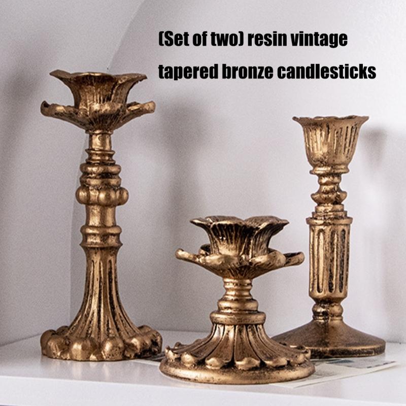 Retro Taper Candle Holders Copper Candlestick Holders for Home Dinning Table Centerpiece Wedding Holiday Party Chrismas