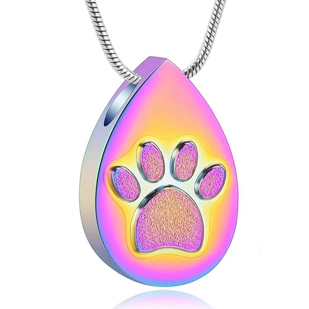 

Ожерелье-урна для питомца из нержавеющей стали, мини-водонепроницаемая урна с отпечатком лапы, пылезащитная, в виде капли воды, памятный сувенир для кремации кошки или собаки
