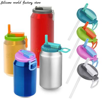 Silicone World Foldable Silicone Soda Can Lid Reusable Sealing Straw Soda Cans Cover For Canned Beverage Beer Juice Drinking