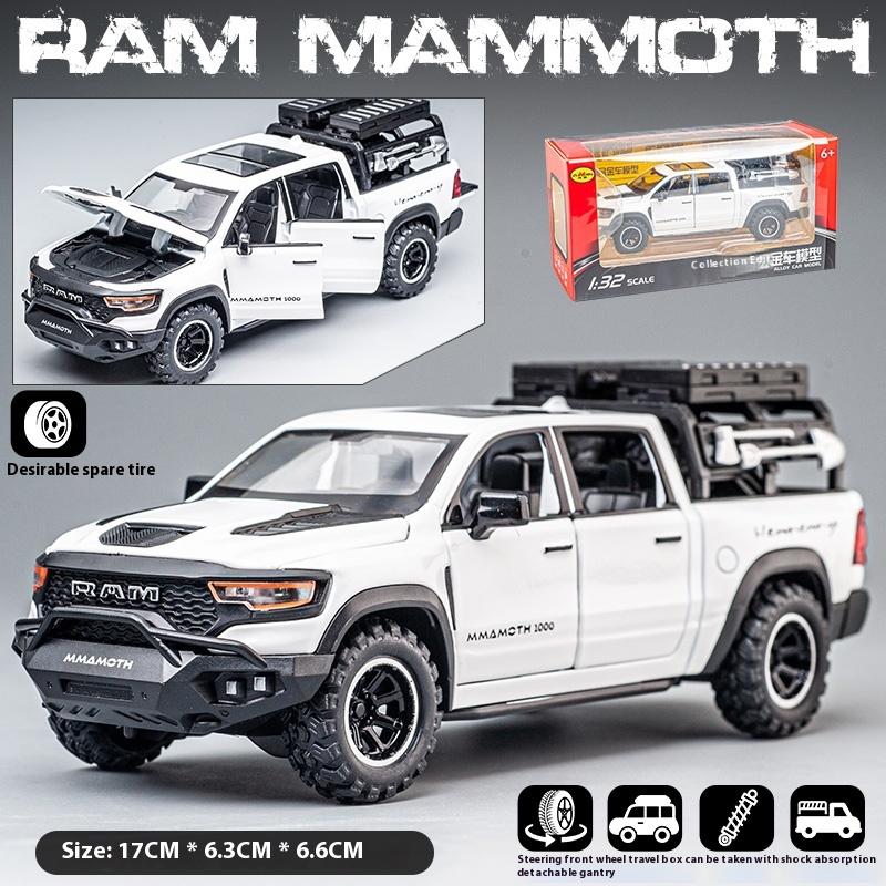 

1/32 масштаб DODGE Mammoth 1000 TRX сплав пикап модель автомобиля литой металлический внедорожник модель звуковая и световая имитация детская игрушка подарок белый