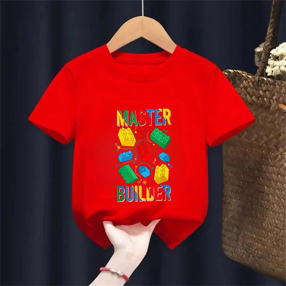 Building Blocks T Shirt Cotton Kids DIY Print Blocks Building Building Blocks Bricks Toys Kids Toy Legos Build 100
