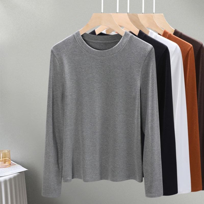 Crew Neck Long Sleeve Knitted Sweater Early Autumn New Women's Clothing Can Be Worn Outside with High-end Temperament Bottoming Shirt Top