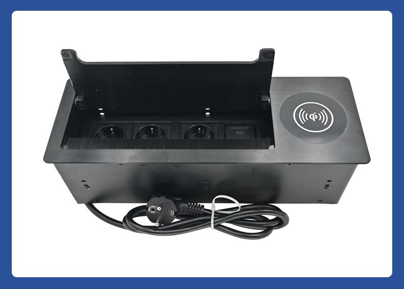 Flip-up Multimedia Conference Table Socket with Wireless Charging