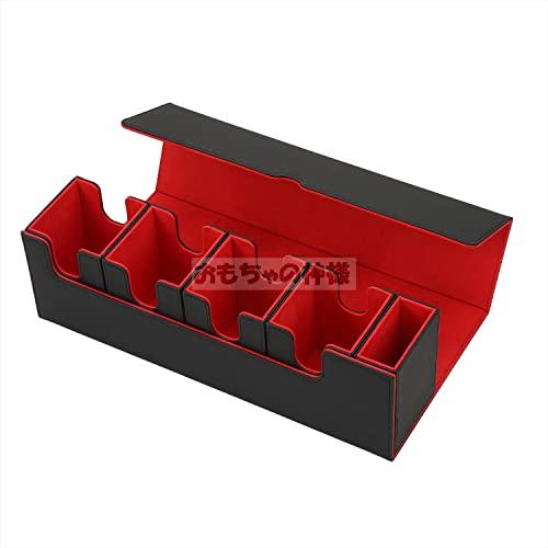 Toy God Trading Card Deck Case, Magnetic Detachable Card Case, Leather Card Case Holder Storage (Black & Red (4 Cases + Dice Compartment))