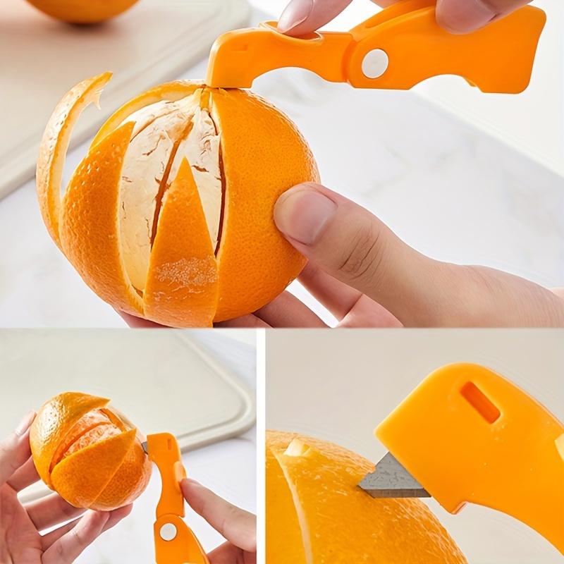 [Orange Peeler | Plastic] 4pcs Orange Peeler | Plastic, Folding Handle | Fruit, Vegetable, Kitchen Tool