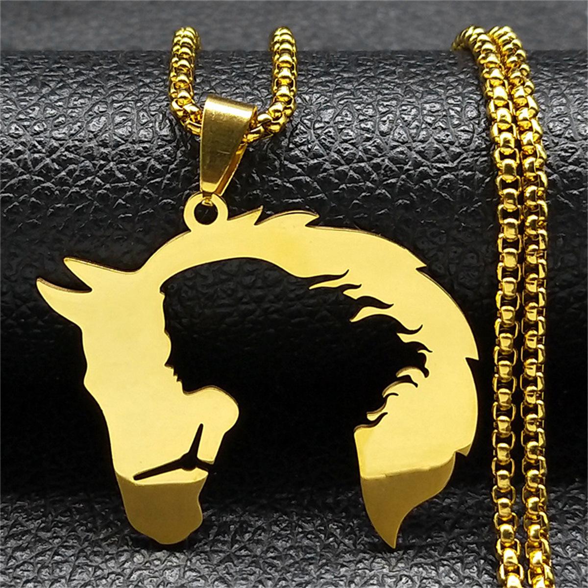 Hollow Retro Horse Head Girls Pendant Jewelry Sweater Chain Women s Necklace 60CM