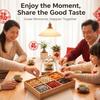 Bamboo Divided Nut Tray 6 Grid Lidded Dried Fruit Container  Festive Food Display