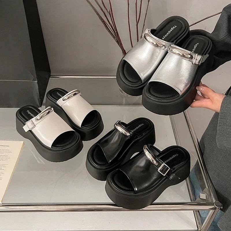 Women Flats Platform Slippers Summer Shoes Casual Open Toe Sandals 2025 New Slingback Shoes Woman Trend Zapatos De Mujer