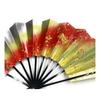 Asakusa Kimono Market Dance Fan, Enamel Base with Holographic Kirihaku (Gold/Silver Leaf), Black Lac
