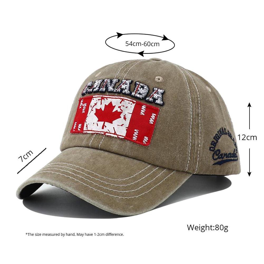 New Unisex Washed Cotton Baseball Cap Vintage Canada Flag Embroidery Snapback Hat Outdoor Sports Hats For Men Women Peaked Caps