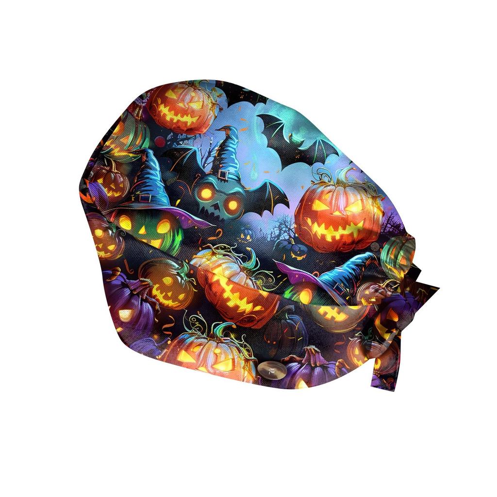 Fashion Halloween Print Work Hat Casual Wash Hat Bag Cap