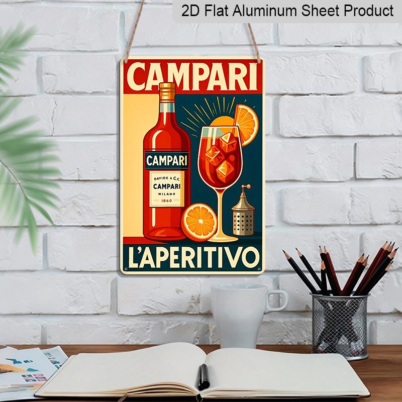 2D Plat 1 Stuk 8x12 Inch Vintage CAMPARI LAPERITIVO Bord/Metaal Aluminium Kunst Wanddecoratie, Leuke Vintage Plaquette Decoratie, Huisdecoratie, Restaurantdecoratie