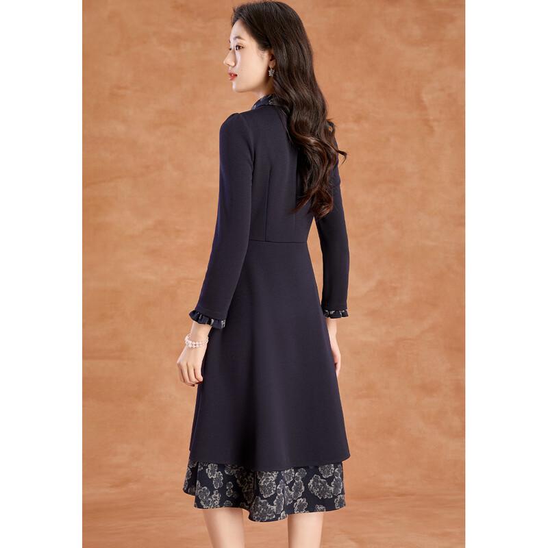 Women's Vintage Elegant Printed Lapel A-Line Dress