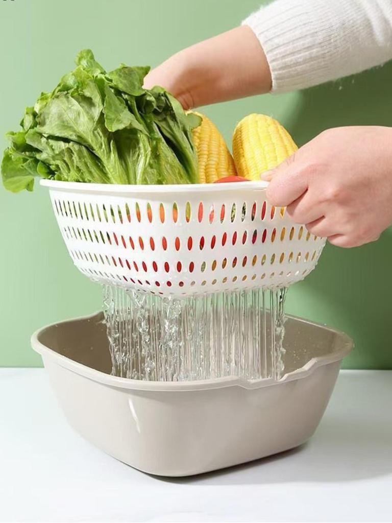 Spülbeckenabfluss Küche Doppelschicht-Abflusskörbe Gemüsewaschbox Korb Waschbecken Obstabtropfkorb Küchenaufbewahrungsbox