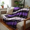 Purple Black Line Rose Motif Soft Flannel Blanket Breathable Warm Throw for Office Car Sofa Kids Room Birthday Xmas Gift
