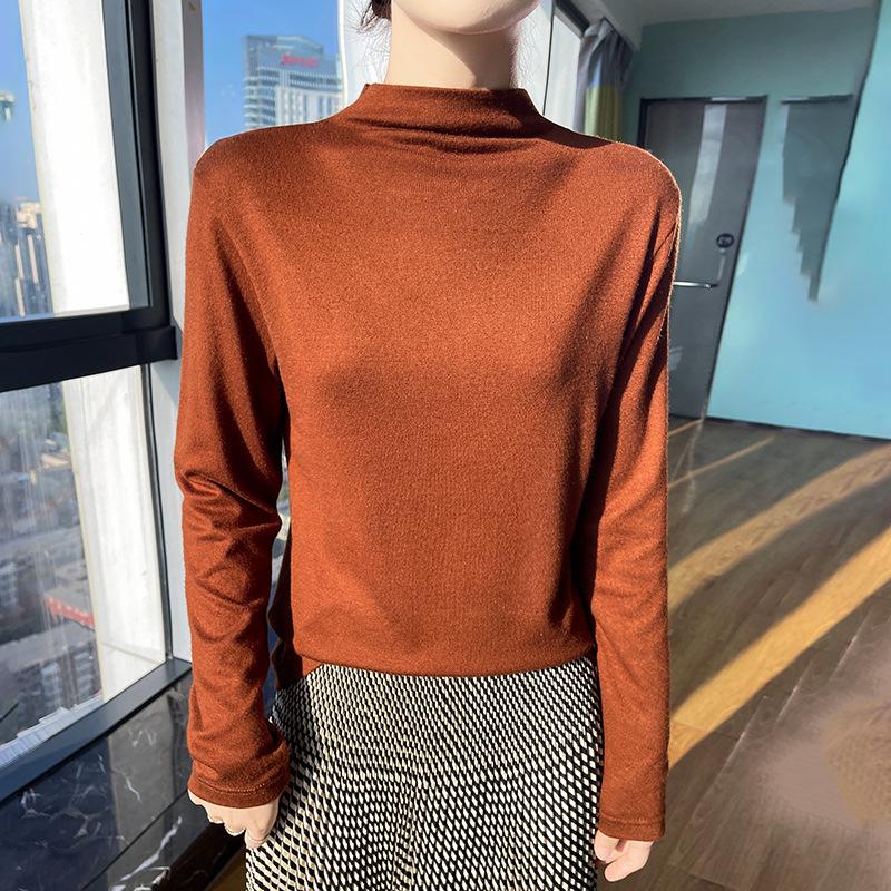Autumn and Winter Women's Half-high Neck Knit Top Skin-friendly Soft Bottoming Shirt