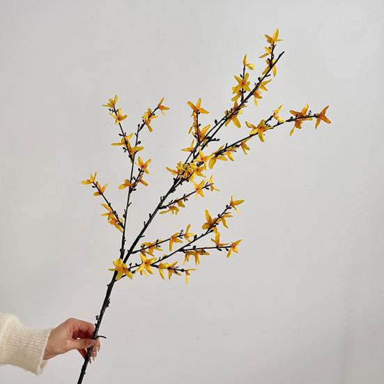 45 Inch Artificial Forsythia Flower Branches Fake Spring Forsythia Stem Faux Winter Jasmine Branches for Vase Floral Arrangement Party Home Decoration