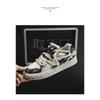 Sneakers Patchwork di Jeans Scarpe Casual con Lacci e Plateau