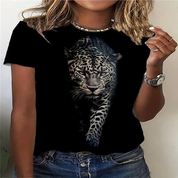 Sommer-T-Shirts mit Rundhalsausschnitt und Aufdruck, modisch, lässig, süß, kurzärmelig, für Damen, reine Baumwolle