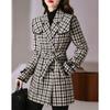 Geometrischer Print Winter Zweireihiger Trenchcoat